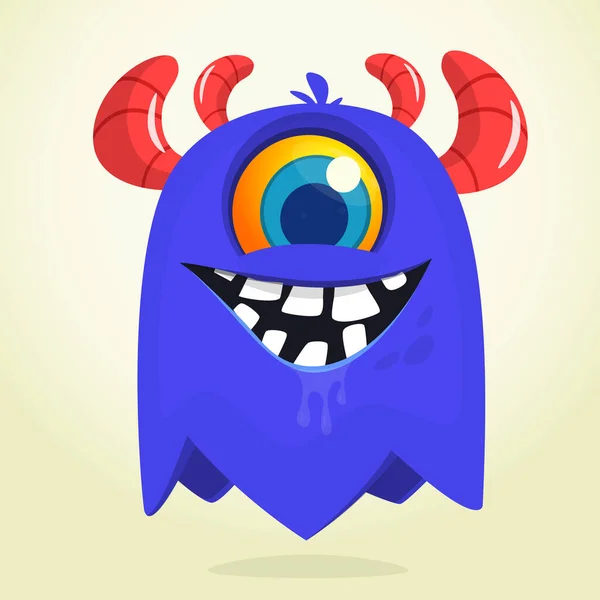Funny Cartoon Monster Character One Eye Illustration Cute Happy Mythical — Stock Vector