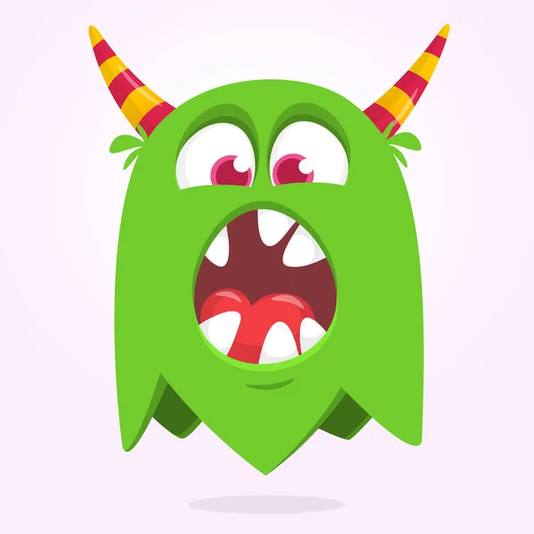 Vtipná Postava Kresleného Ducha Ilustrace Roztomilého Šťastného Mýtického Monstra Mimozemského — Stockový vektor