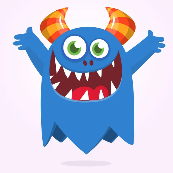 Rolig Tecknad Spökfigur Illustration Söta Och Glada Mytiska Monster Främmande — Stock vektor
