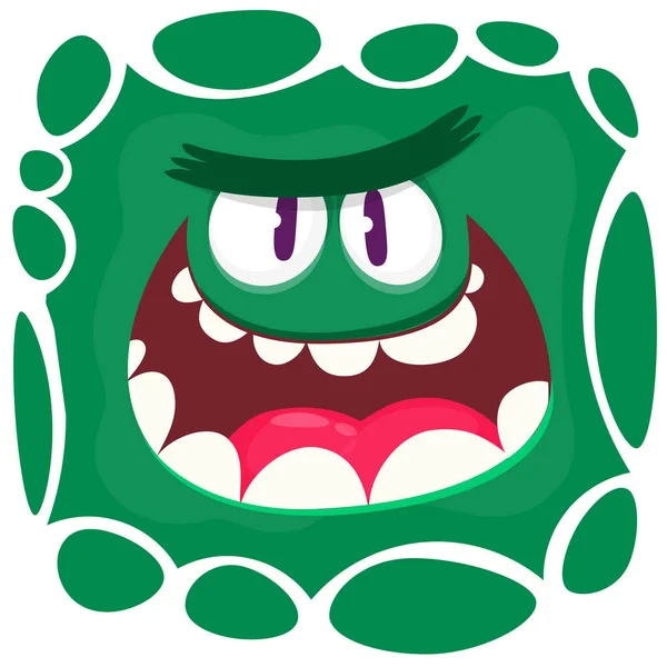 Angry Cartoon Monster Face Illustration Creepy Scary Mythical Alien Creature — Stock Vector
