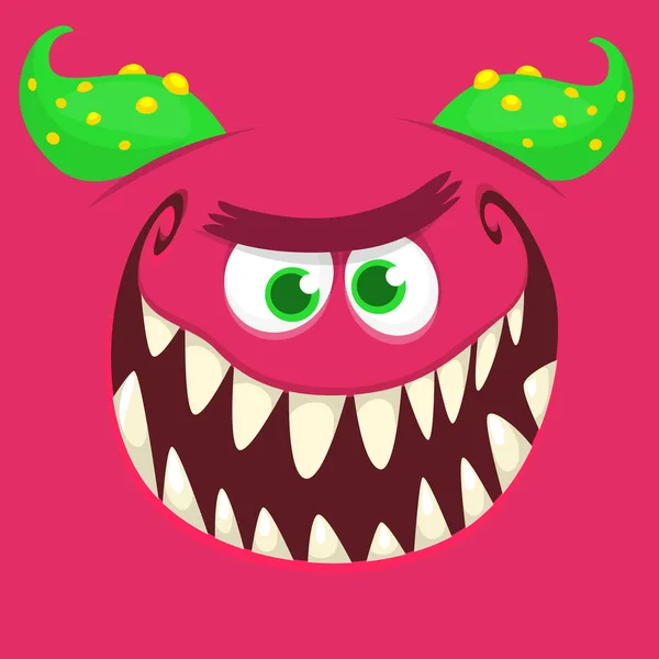 Drôle Visage Monstre Dessin Animé Illustration Expression Une Créature Extraterrestre — Image vectorielle