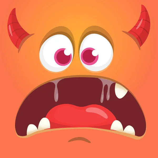 Face Monstre Dessin Animé Colère Illustration Une Expression Effrayante Mythique — Image vectorielle