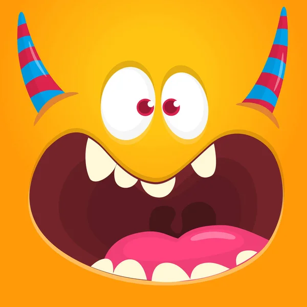 Obličej Rozzlobeného Kresleného Monstra Ilustrace Děsivého Děsivého Mýtického Výrazu Mimozemského — Stockový vektor