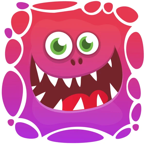 Engraçado Desenho Animado Monstro Rosto Sorrindo Emoção Ilustração Criatura Alienígena — Vetor de Stock