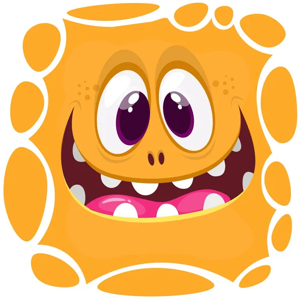 Divertida Cara Monstruo Dibujos Animados Sonriendo Emoción Ilustración Linda Feliz — Vector de stock