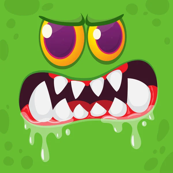 Wütend Cartoon Monster Gesicht Illustration Des Mürrischen Und Verrückten Gesichtsausdrucks — Stockvektor