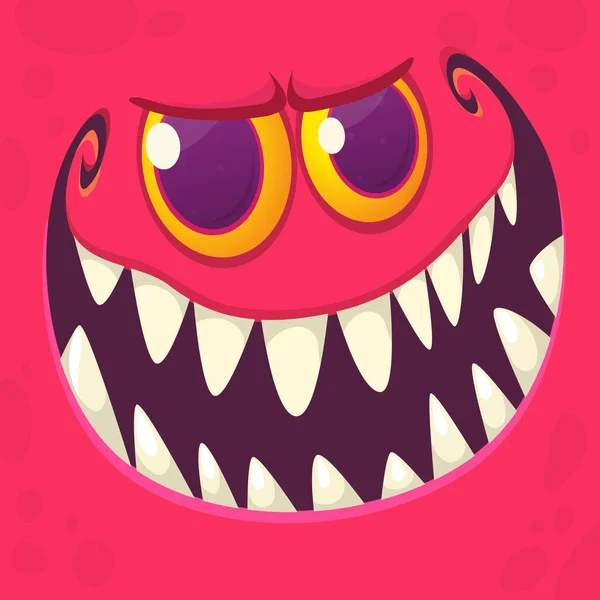 Obličej Rozzlobeného Kresleného Monstra Vektorová Ilustrace — Stockový vektor