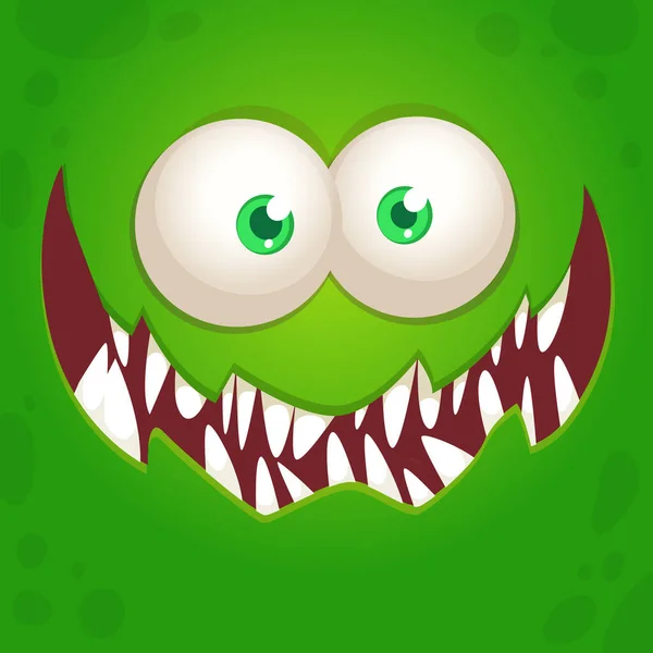 Lustige Cartoon Monster Gesicht Lächelnd Illustration Von Niedlichen Und Glücklichen — Stockvektor