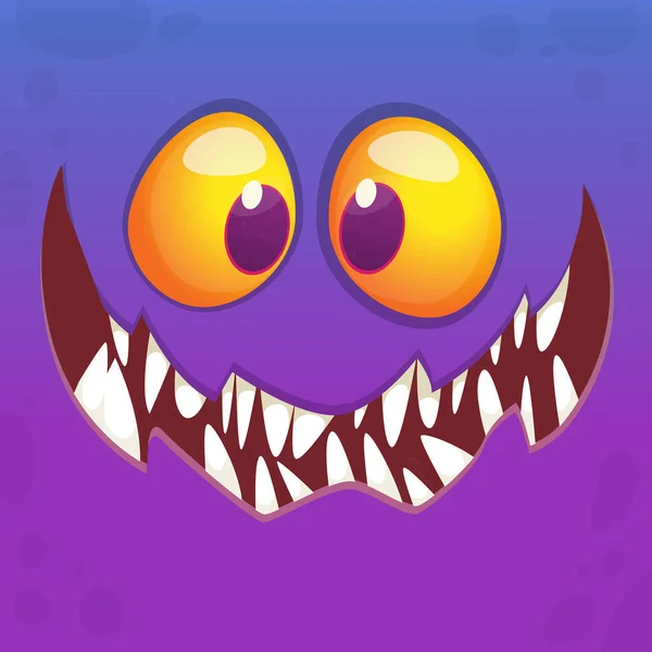 Funny Cartoon Monster Face Smiling Ilustrace Roztomilého Šťastného Mýtického Výrazu — Stockový vektor