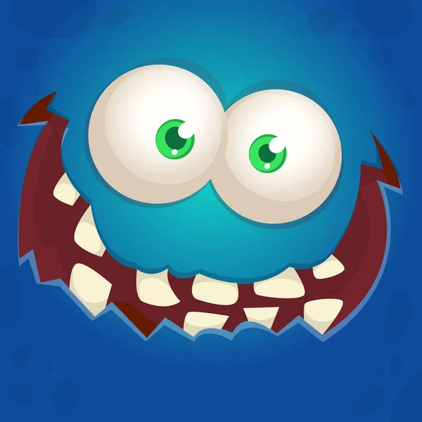Grappig Cartoon Monster Gezicht Glimlachend Illustratie Van Leuke Vrolijke Mythische — Stockvector