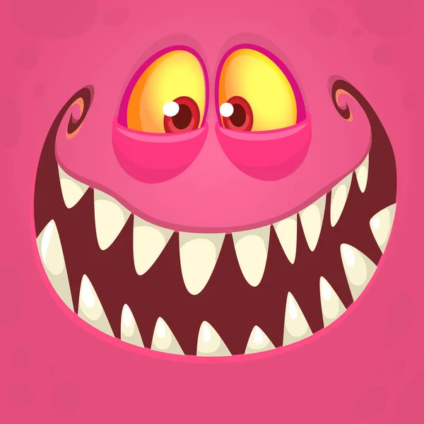 Roliga Tecknad Monster Ansikte Leende Känslor Illustration Söta Och Glada — Stock vektor