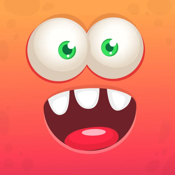 Funny Cartoon Monster Face Smile Emotions Ilustrace Roztomilého Šťastného Mýtického — Stockový vektor