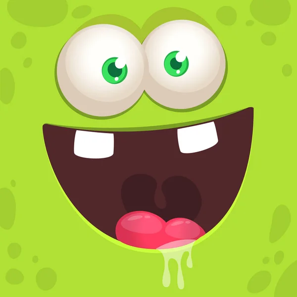 Funny Cartoon Monster Face Smiling Emotion Illustration Cute Happy Mythical — Stock Vector