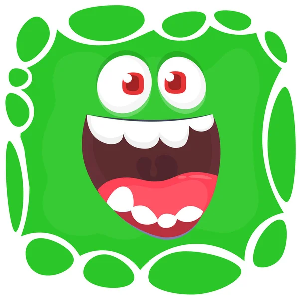 Funny Cartoon Monster Face Illustration Cute Happy Mythical Alien Creature — Stock Vector