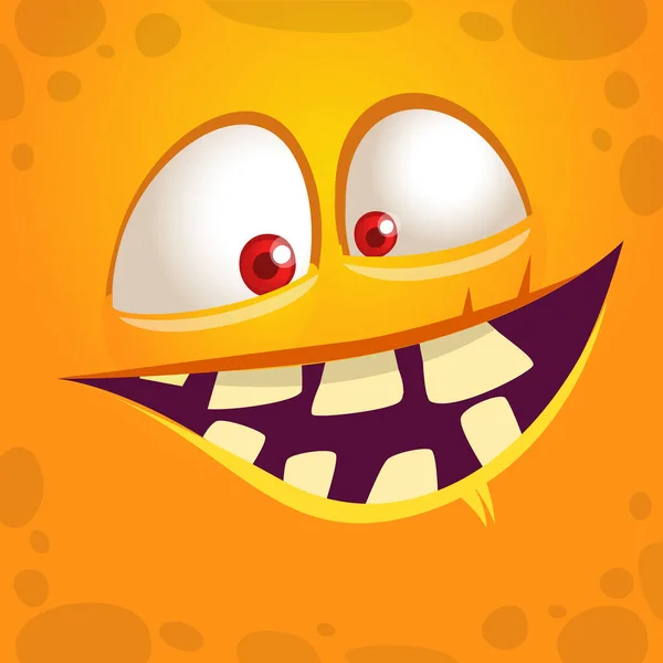 Divertente Cartone Animato Mostro Faccia Sorridente Emozione Illustrazione Simpatica Felice — Vettoriale Stock