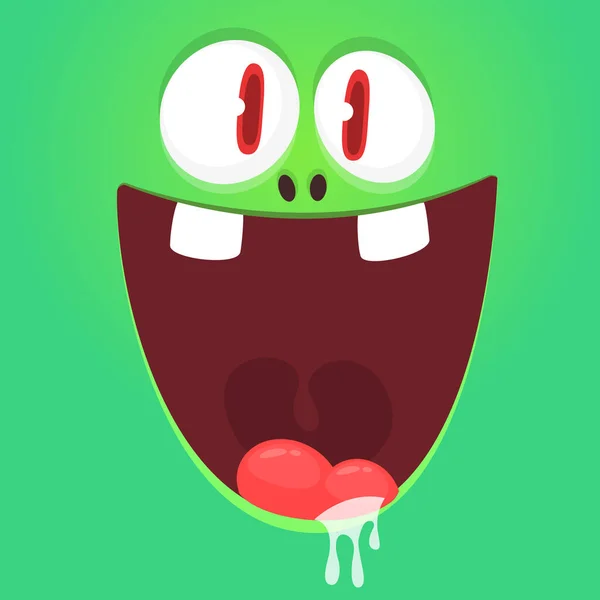Lustiges Cartoon Monster Gesicht Illustration Von Niedlichen Und Glücklichen Mythischen — Stockvektor