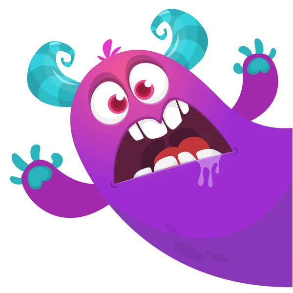 Wütende Cartoon Monster Tauchen Auf Und Winken Mit Den Händen — Stockvektor