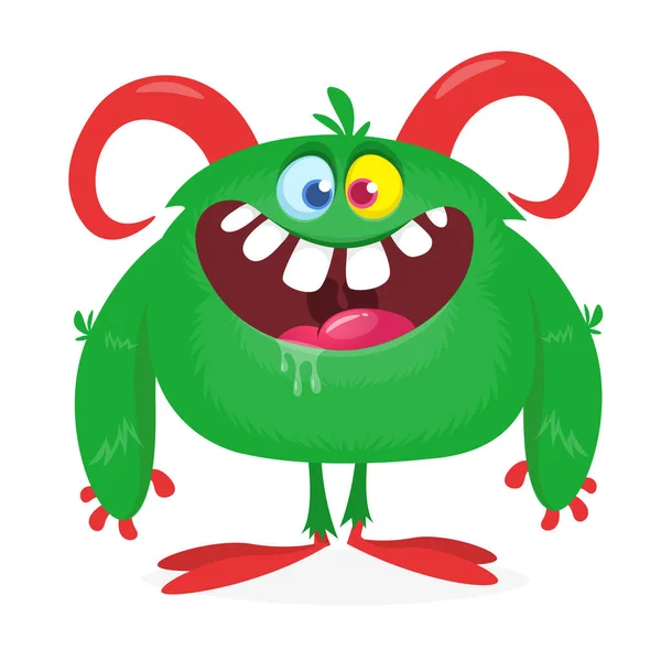 Lustige Cartoon Lächelnde Monster Figur Halloween Illustration Von Glücklichen Außerirdischen — Stockvektor
