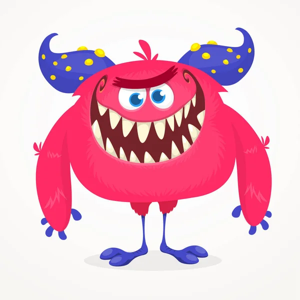 Caricatura Enojada Gritando Monstruo Personaje Halloween Ilustración Aterradora Criatura Alienígena — Vector de stock