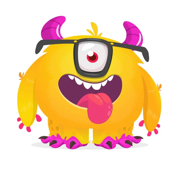Grappige Cartoon Glimlachende Monstercyclopen Met Één Oog Halloween Illustratie Van — Stockvector