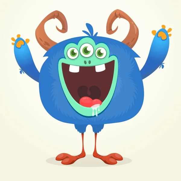 Funny Cartoon Smiling Monster Character Halloween Illustration Happy Alien Creature — Stock Vector