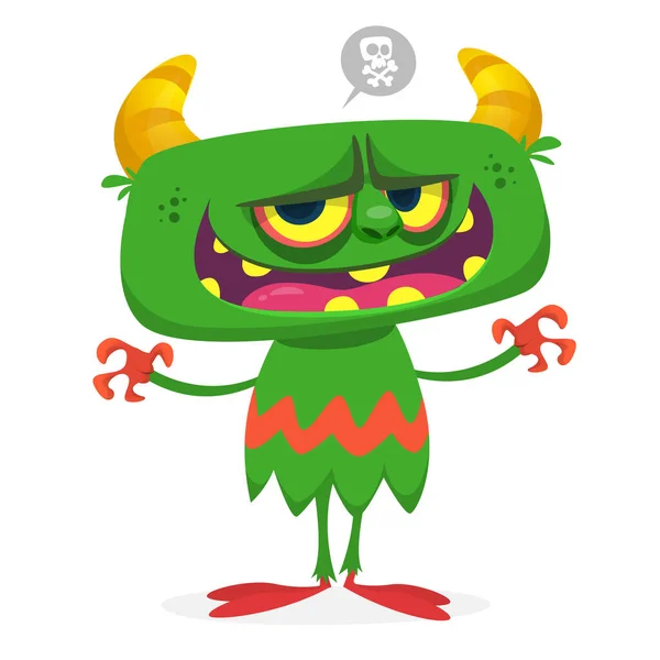 Criatura Monstro Dos Desenhos Animados Irritado Halloween Ilustração Personagem Alienígena —  Vetores de Stock