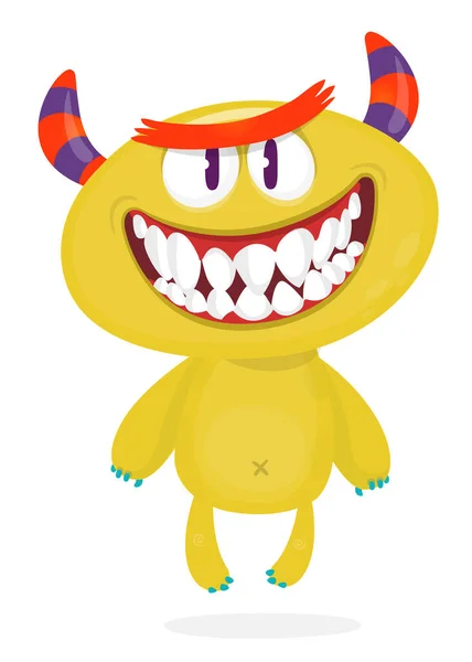 Criatura Monstro Dos Desenhos Animados Irritado Mostrando Dentes Halloween Ilustração — Vetor de Stock