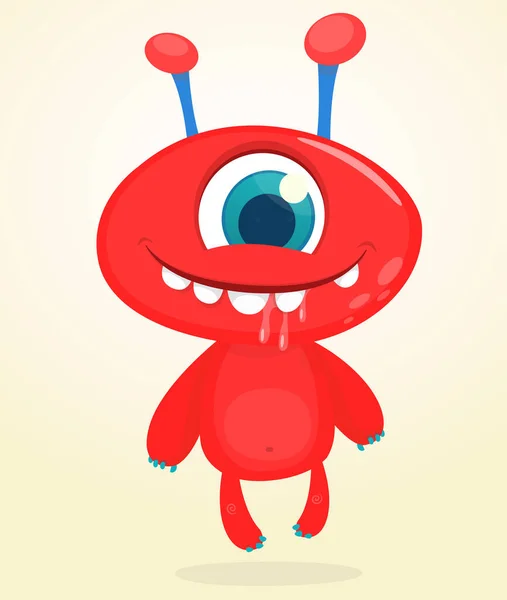 Halloween Ilustração Personagem Alienígena Vermelho Feliz Com Olho Projeto Pacote — Vetor de Stock