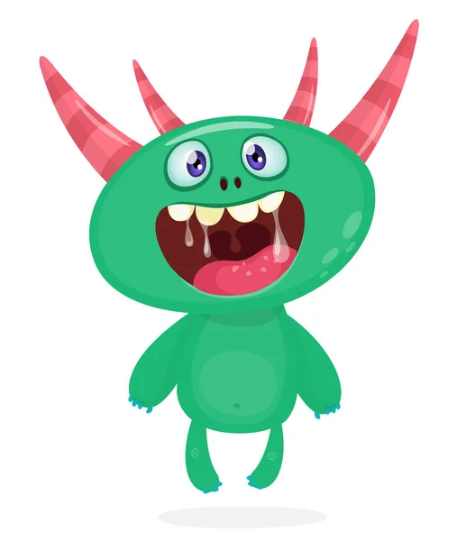 Drôle Dessin Animé Souriant Monstre Créature Halloween Illustration Heureux Personnage — Image vectorielle
