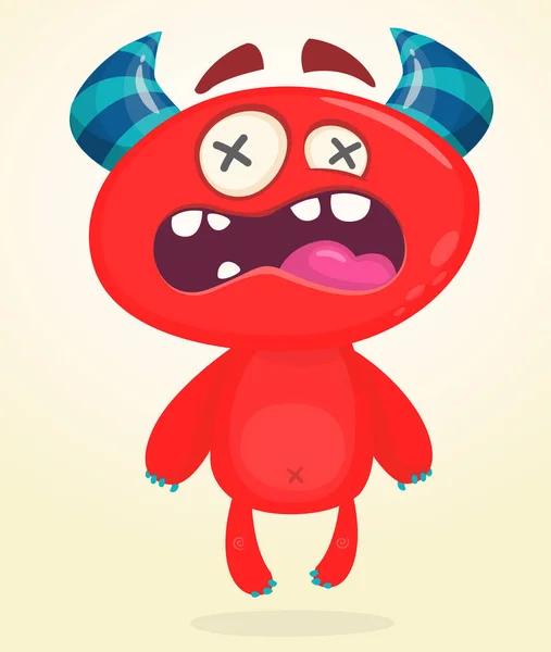 Criatura Monstro Dos Desenhos Animados Irritado Halloween Ilustração Personagem Alienígena — Vetor de Stock
