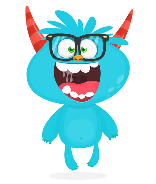 Zabawny Kreskówkowy Potwór Okularach Halloween Ilustracja Szczęśliwego Inteligentnego Postaci Obcych — Wektor stockowy