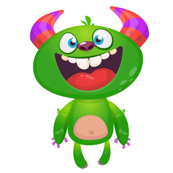 Drôle Dessin Animé Souriant Monstre Créature Halloween Illustration Heureux Personnage — Image vectorielle