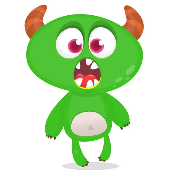 Criatura Monstro Dos Desenhos Animados Irritado Halloween Ilustração Personagem Alienígena — Vetor de Stock