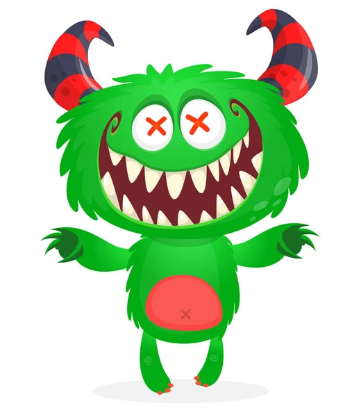 Lustige Karikatur Lächelnde Monster Kreatur Halloween Illustration Von Glücklichen Alien — Stockvektor