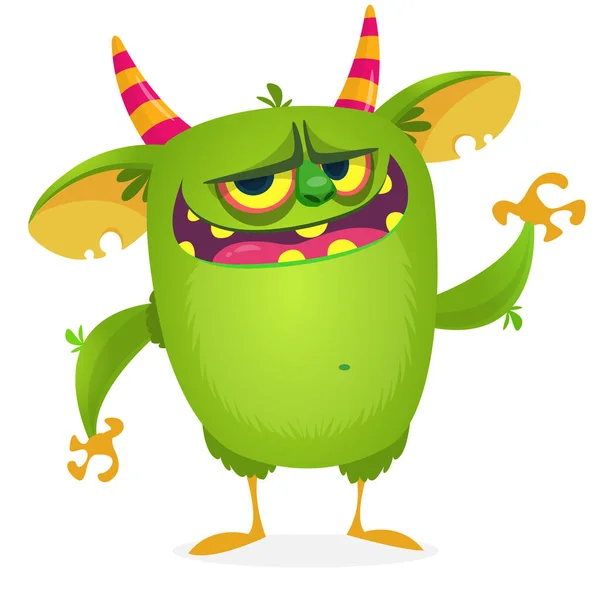 Grappig Cartoon Lachend Monster Schepsel Halloween Illustratie Van Gelukkig Buitenaards — Stockvector