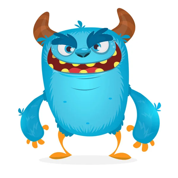 Funny Cartoon Smiling Yeti Bigfoot Creature Halloween Illustration Happy Monster — Stock Vector