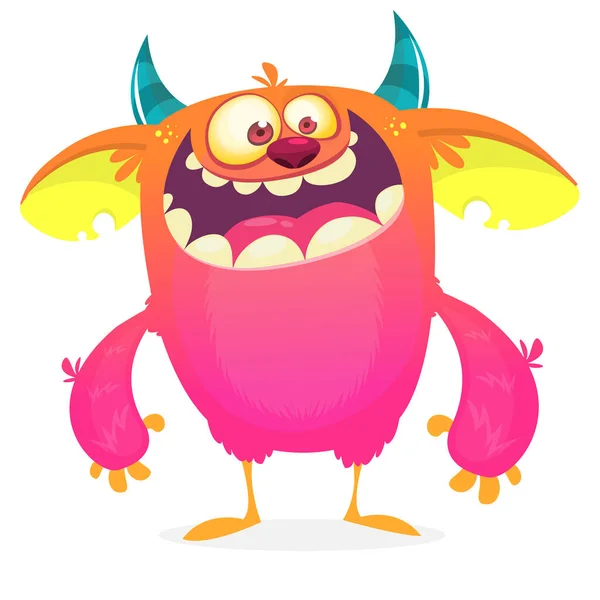 Grappig Cartoon Lachend Monster Schepsel Halloween Illustratie Van Gelukkig Buitenaards — Stockvector