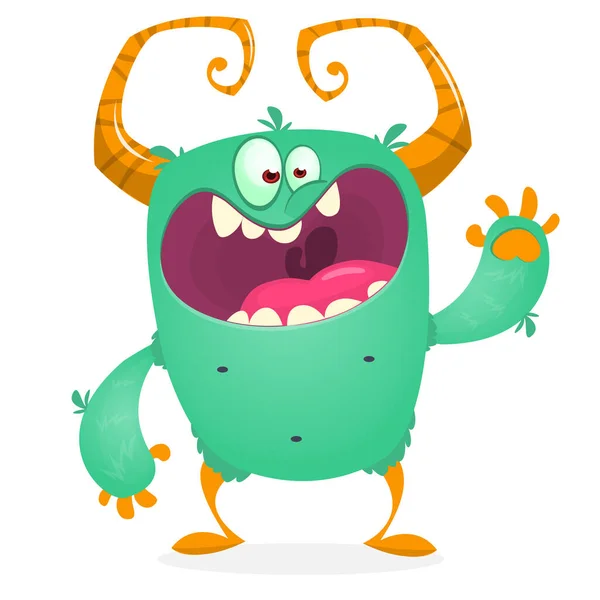 Desenhos Animados Furiosos Criatura Monstro Gritando Halloween Ilustração Personagem Alienígena — Vetor de Stock