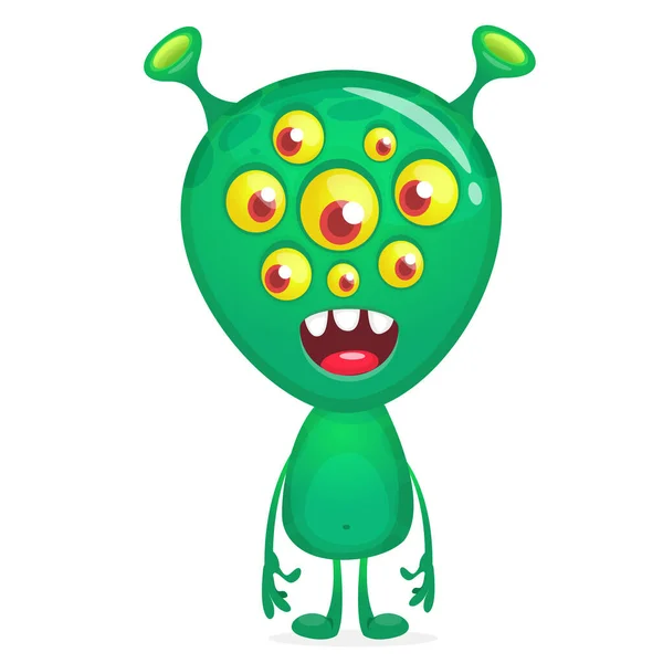 Lustige Karikatur Lächelnde Monster Kreatur Halloween Illustration Von Glücklichen Alien — Stockvektor