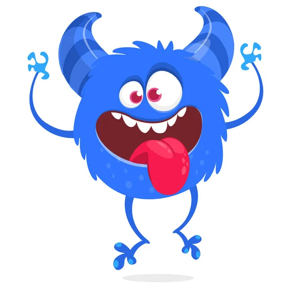 Funny Cartoon Smiling Monster Creature Halloween Illustration Happy Alien Character — Stock Vector
