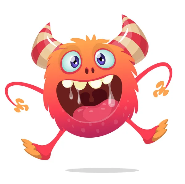 Grappig Cartoon Lachend Monster Schepsel Vector Geïsoleerd — Stockvector
