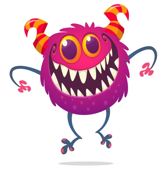 Lustige Karikatur Lächelnde Monster Kreatur Halloween Illustration Von Fröhlichen Außerirdischen — Stockvektor