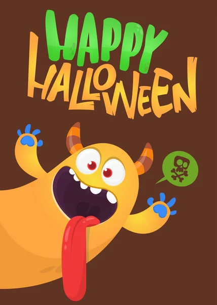 Cartoon Monster Karakter Illustratie Van Gelukkig Buitenaards Wezen Voor Halloween — Stockvector