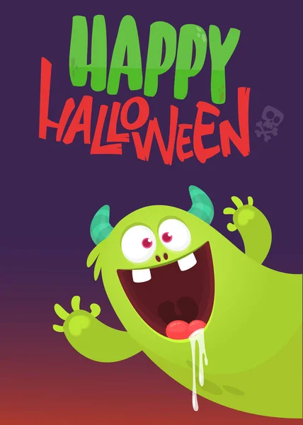 Zeichentrick Monsterfigur Illustration Von Glücklichen Außerirdischen Wesen Für Die Halloween — Stockvektor
