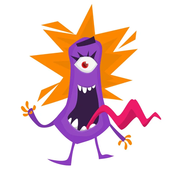 Personagem Monstro Engraçado Desenhos Animados Com Língua Longue Ilustração Criatura —  Vetores de Stock