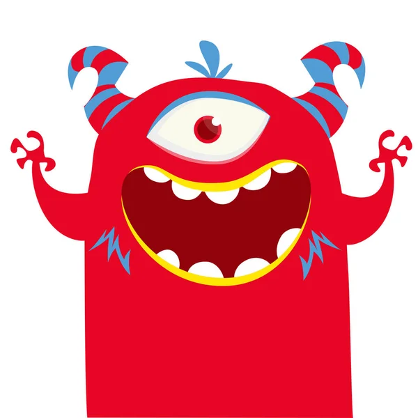 Funny Cartoon Smiling Monster Character Illustration Cute Happy Mythical Alien — Stock Vector