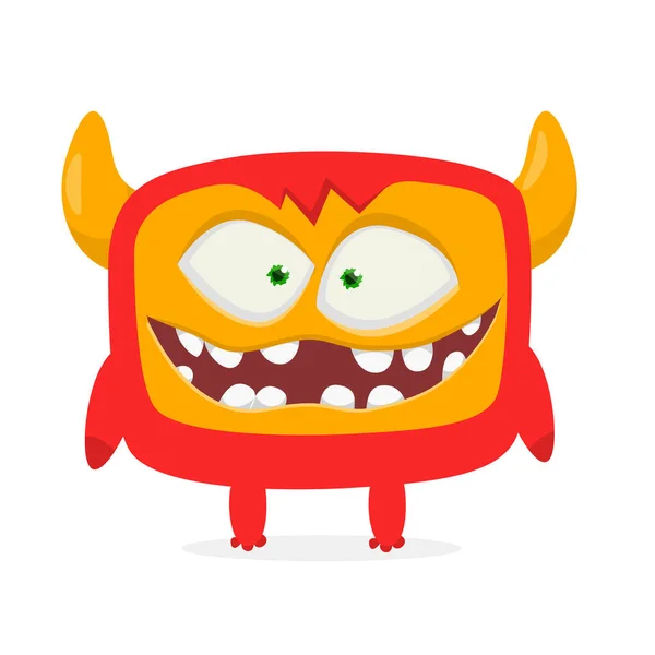 Divertido Personaje Monstruo Sonriente Dibujos Animados Ilustración Linda Feliz Criatura — Archivo Imágenes Vectoriales