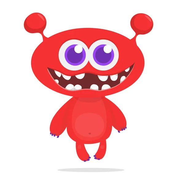 Divertido Personaje Monstruo Sonriente Dibujos Animados Ilustración Linda Feliz Criatura — Archivo Imágenes Vectoriales