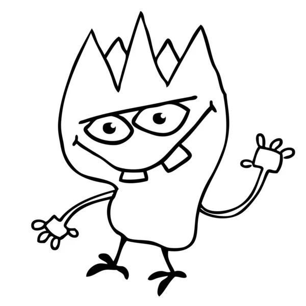Divertente Cartone Animato Sorridente Personaggio Mostro Illustrazione Simpatica Felice Creatura — Vettoriale Stock