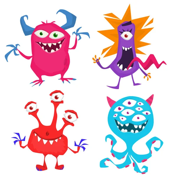 Monstros Desenhos Animados Bonitos Conjunto Monstros Desenhos Animados Goblin Troll —  Vetores de Stock